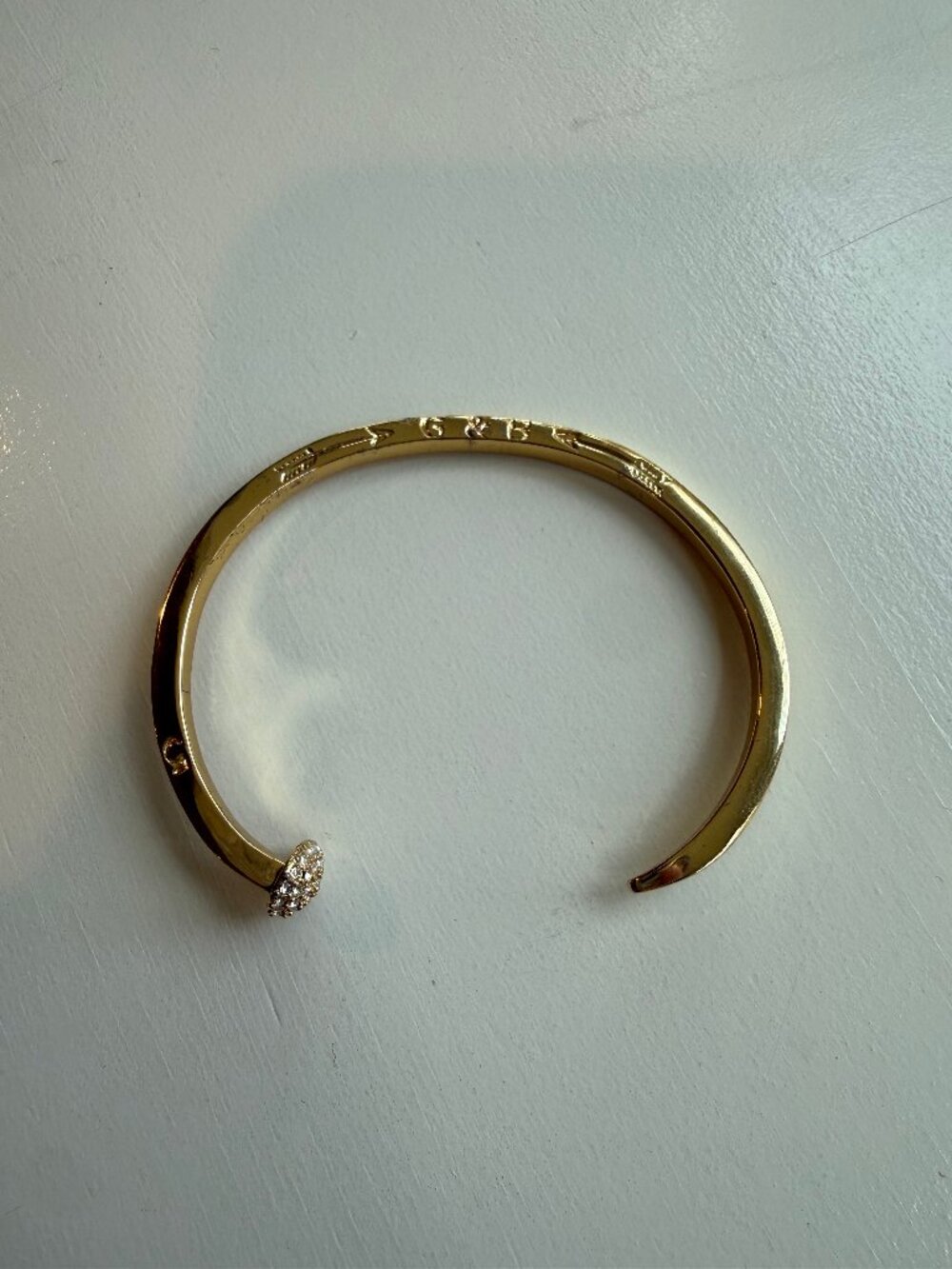 Giles & Brother Skinny Railroad Spike Pavé Gold Cuff Bracelet
